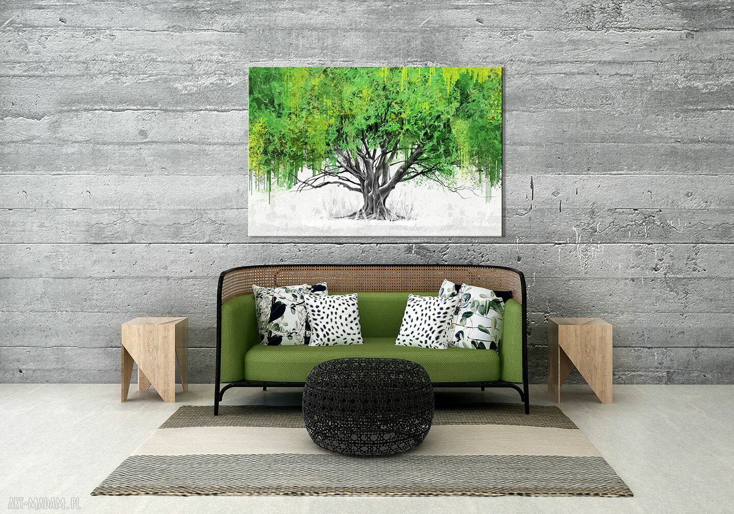 Zielone drzewo - obraz drukowany na płótnie do salonu i sypialni 120x80 cm