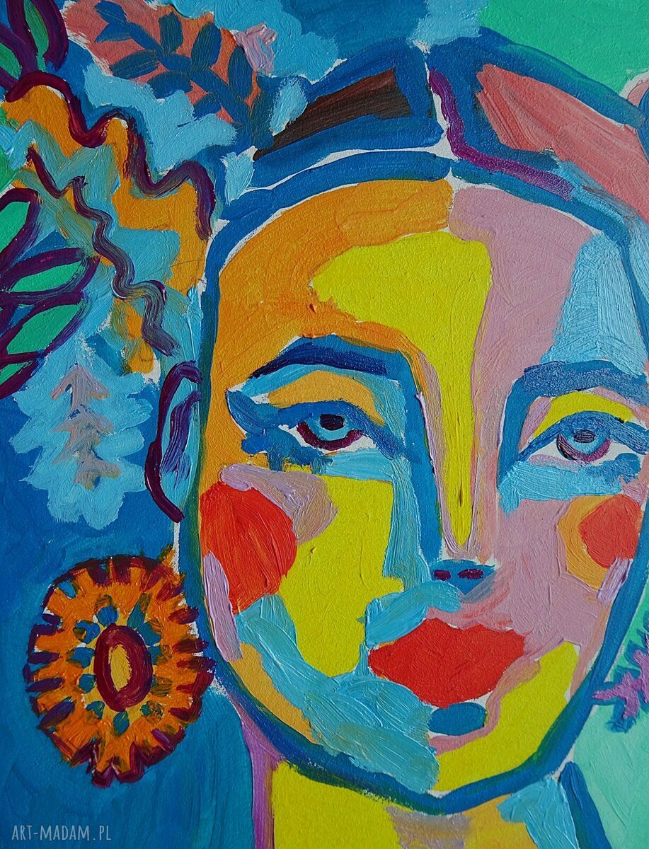 Portret hiszpanki obraz akrylowy ekspresjonizm 21x29 cm, edycja limitowana
