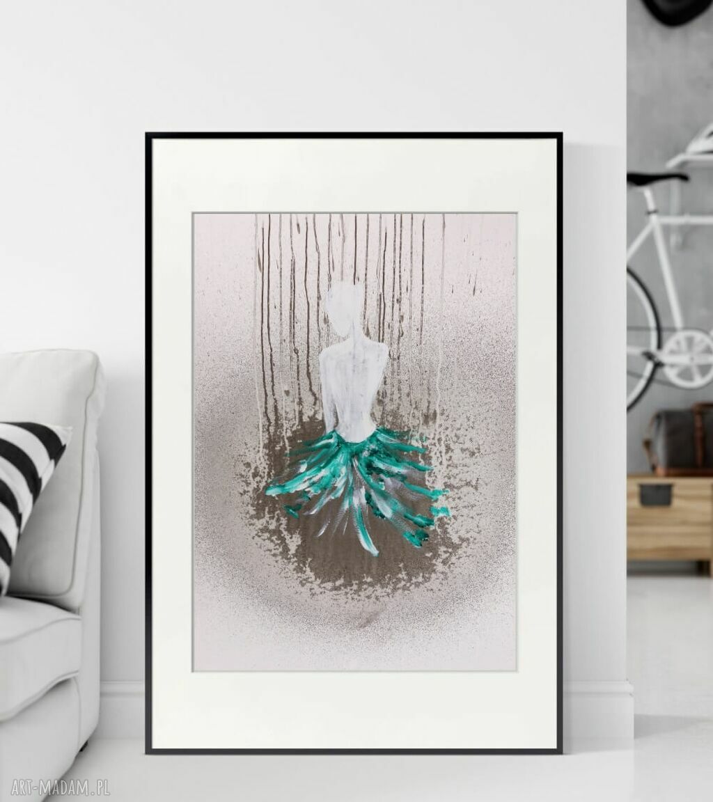 Obraz ręcznie malowany 50x70 cm - nowoczesna abstrakcja w akwareli i akrylu