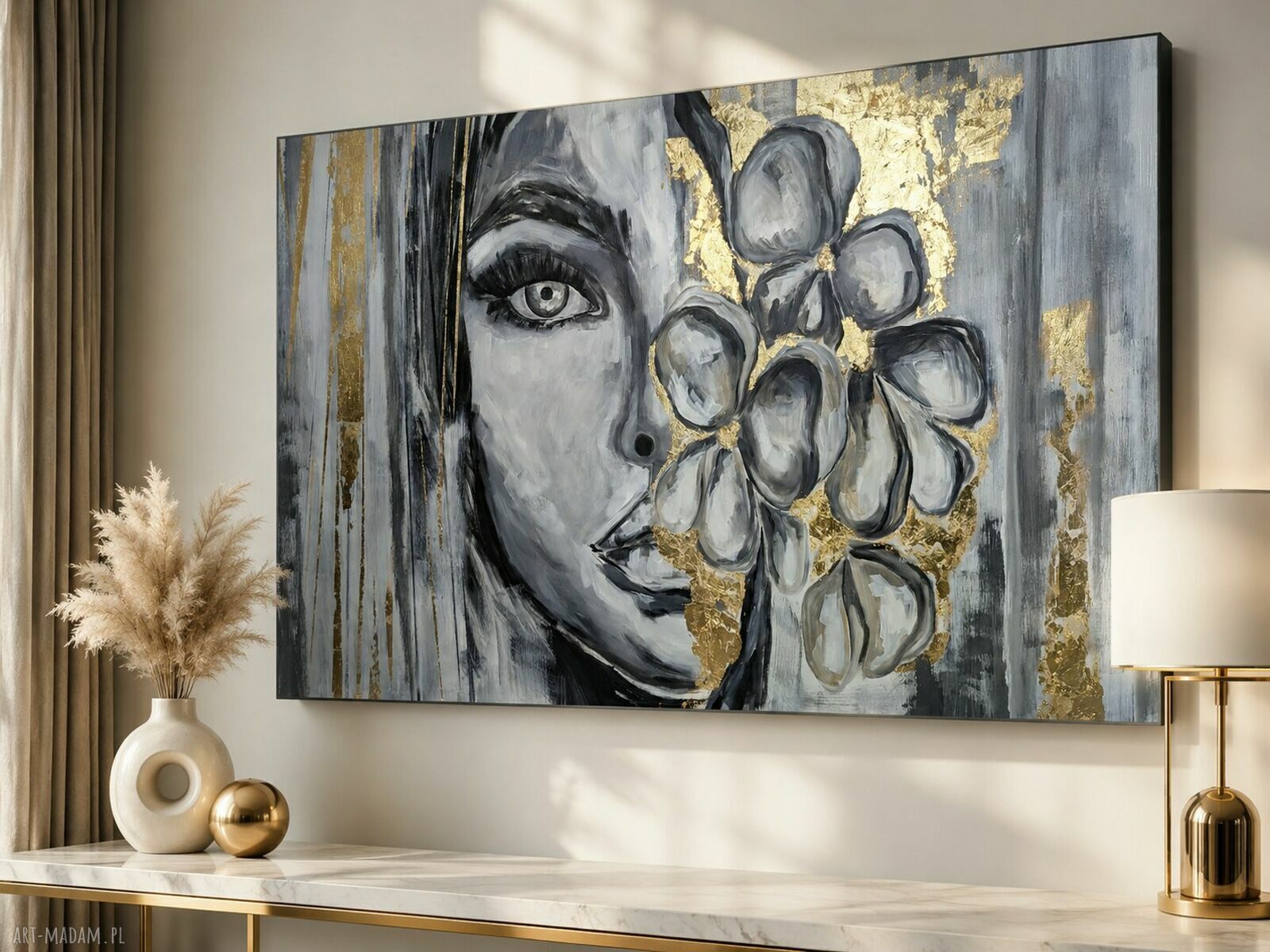 Ręcznie malowany obraz XXL Kobieta abstrakcja 100x170 cm