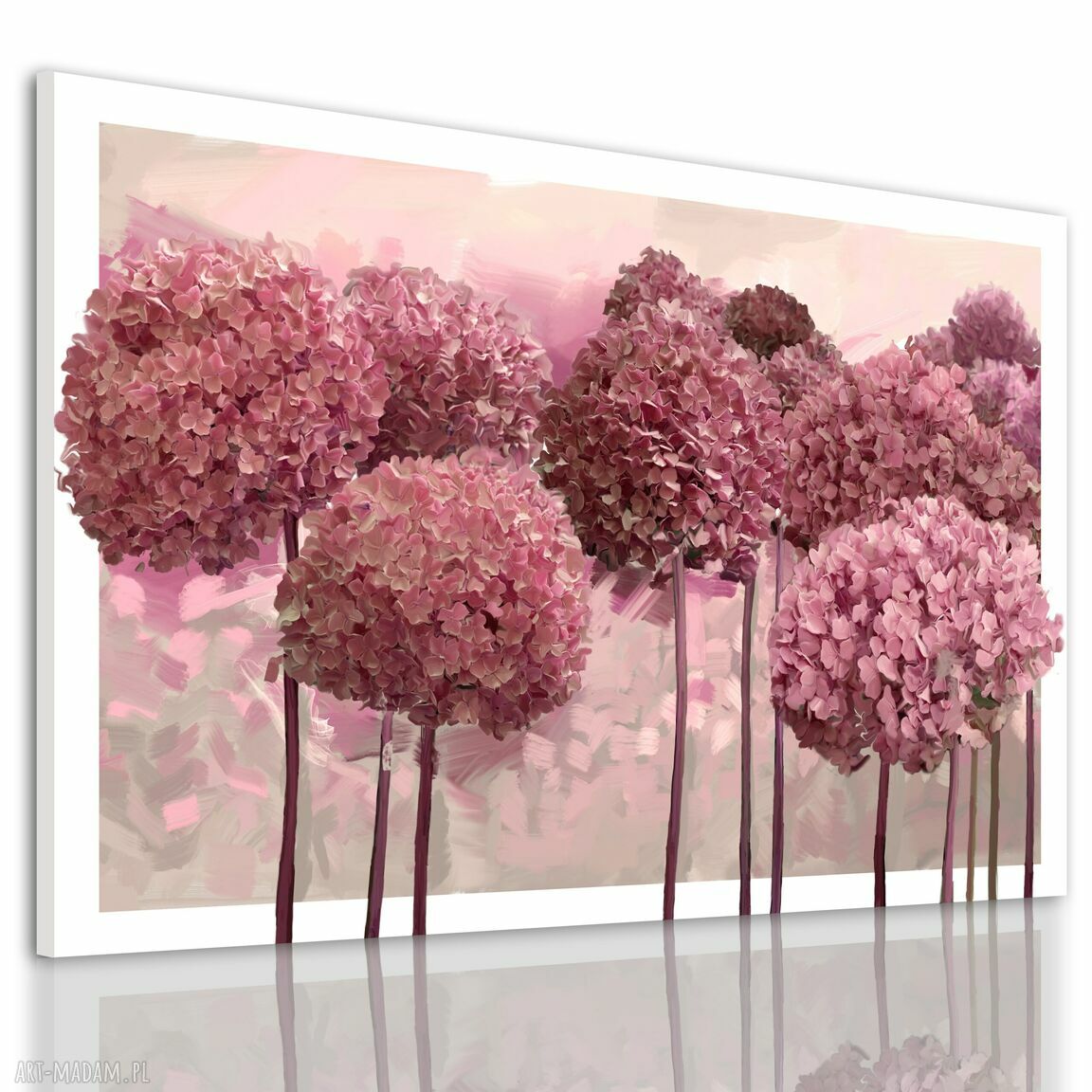 Obraz do salonu drukowany na płótnie - różowe hortensje 120x80 cm 0365