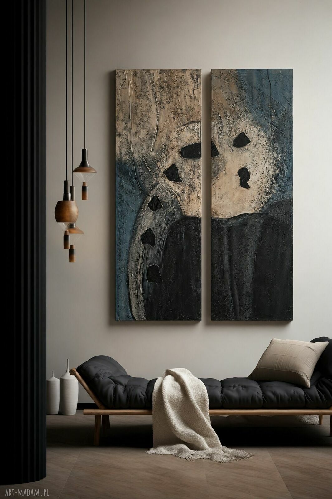 Komplet strukturalnych obrazów abstrakcyjnych 80x120 cm do salonu i biura (2 szt.)