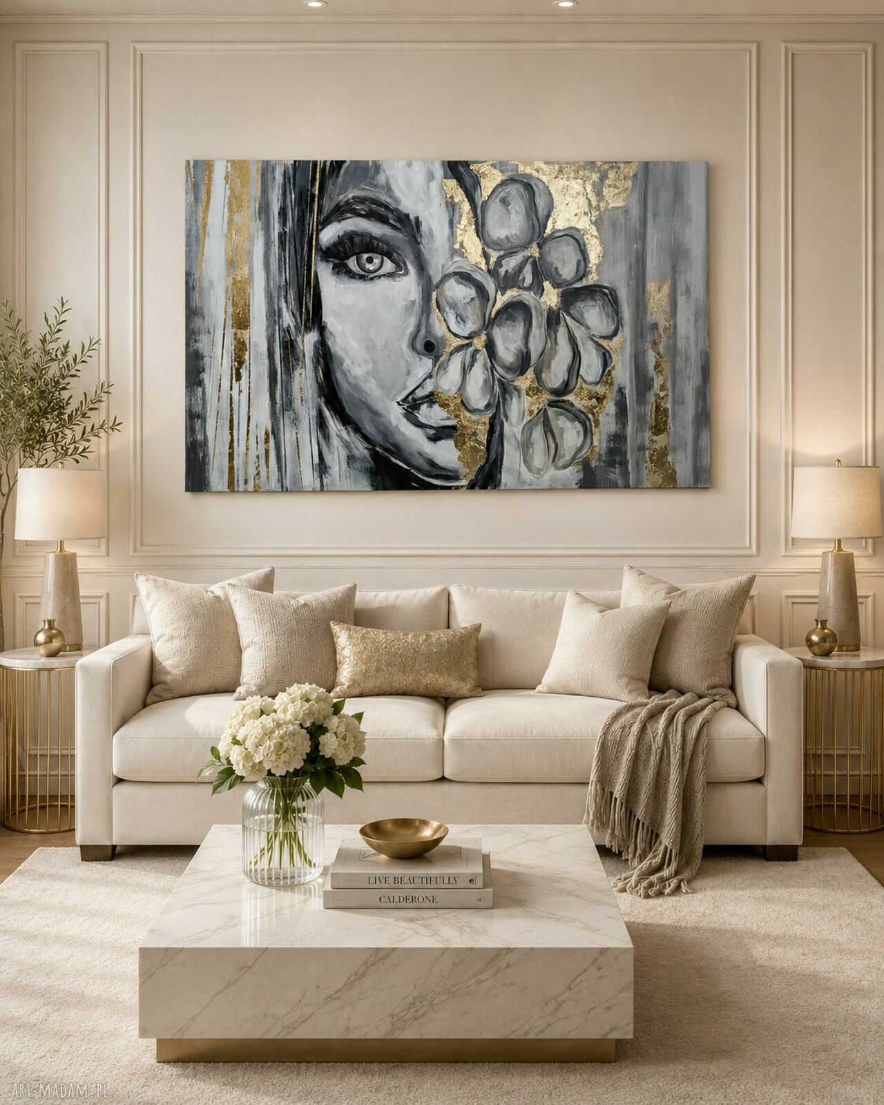 Ręcznie malowany obraz XXL Kobieta abstrakcja 100x170 cm