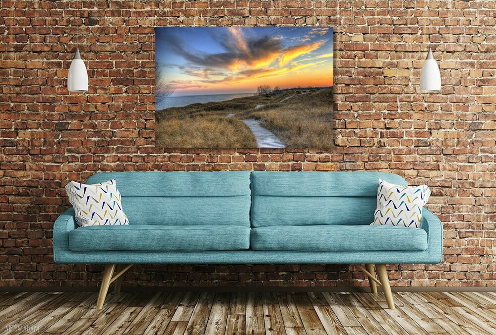 Obraz na płótnie do salonu - kładka, wydmy i plaża 120x80 cm
