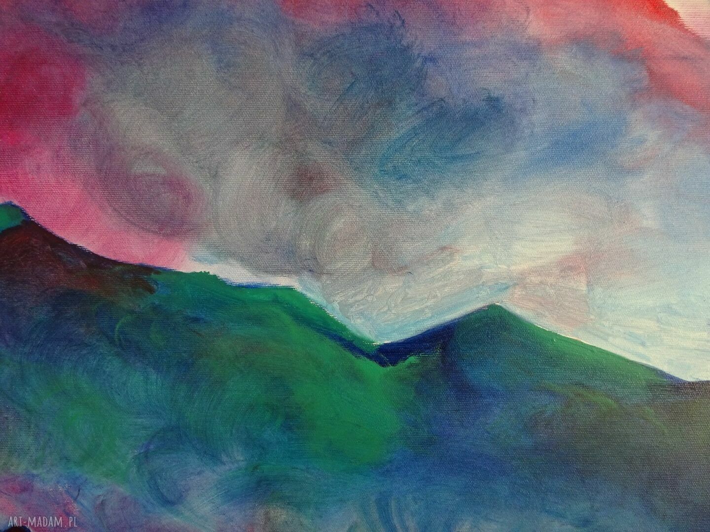 Obraz do salonu: abstrakcja Bieszczady góry (olej na blejtramie 100x70)