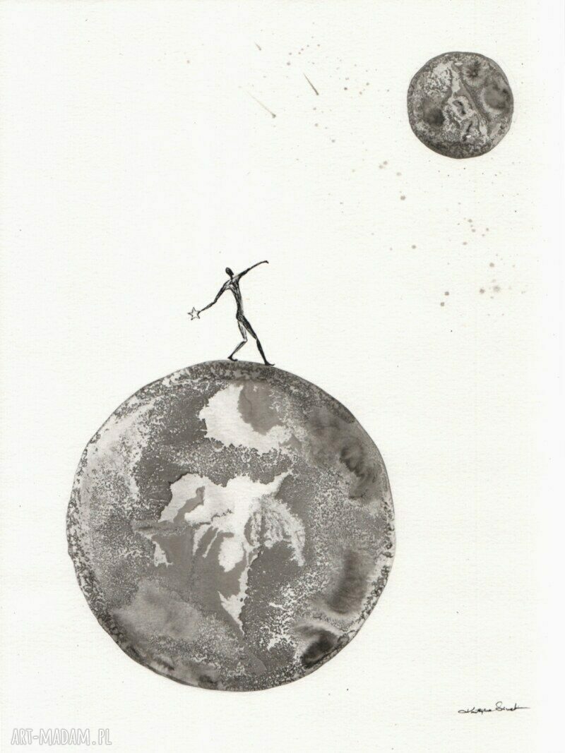 Zestaw 2 grafik 30x40 cm ręcznie robionych abstrakcja monochromatyczna