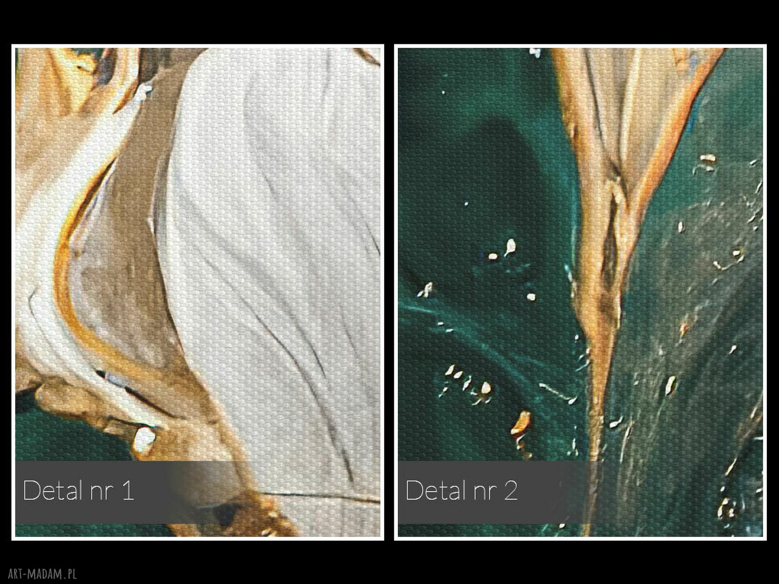 Obraz do salonu Białe Kalie - abstrakcja ze złotymi akcentami 70x50 cm