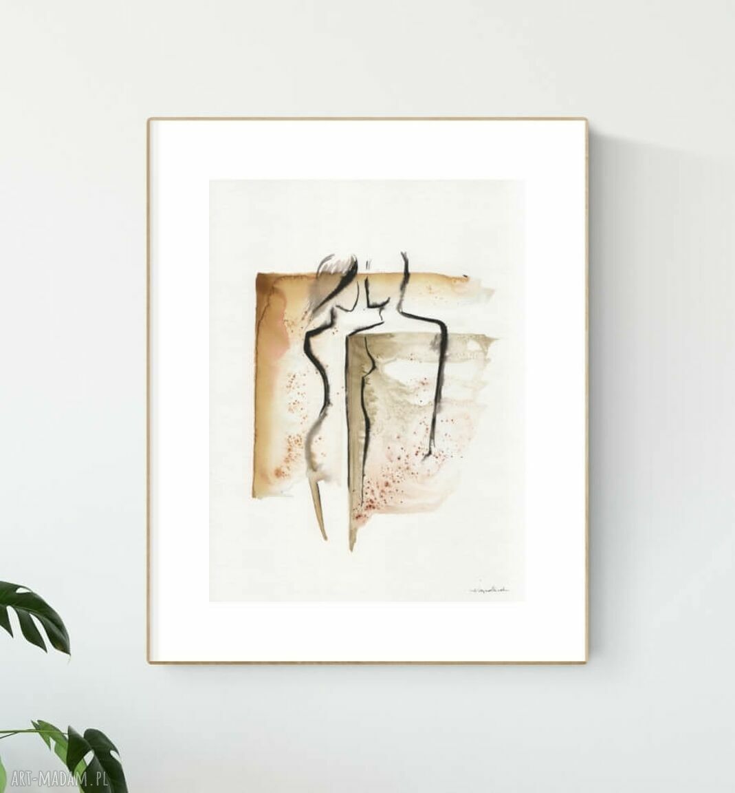 Obraz 30x40 cm malowany ręcznie - abstrakcja w czarnej grafice