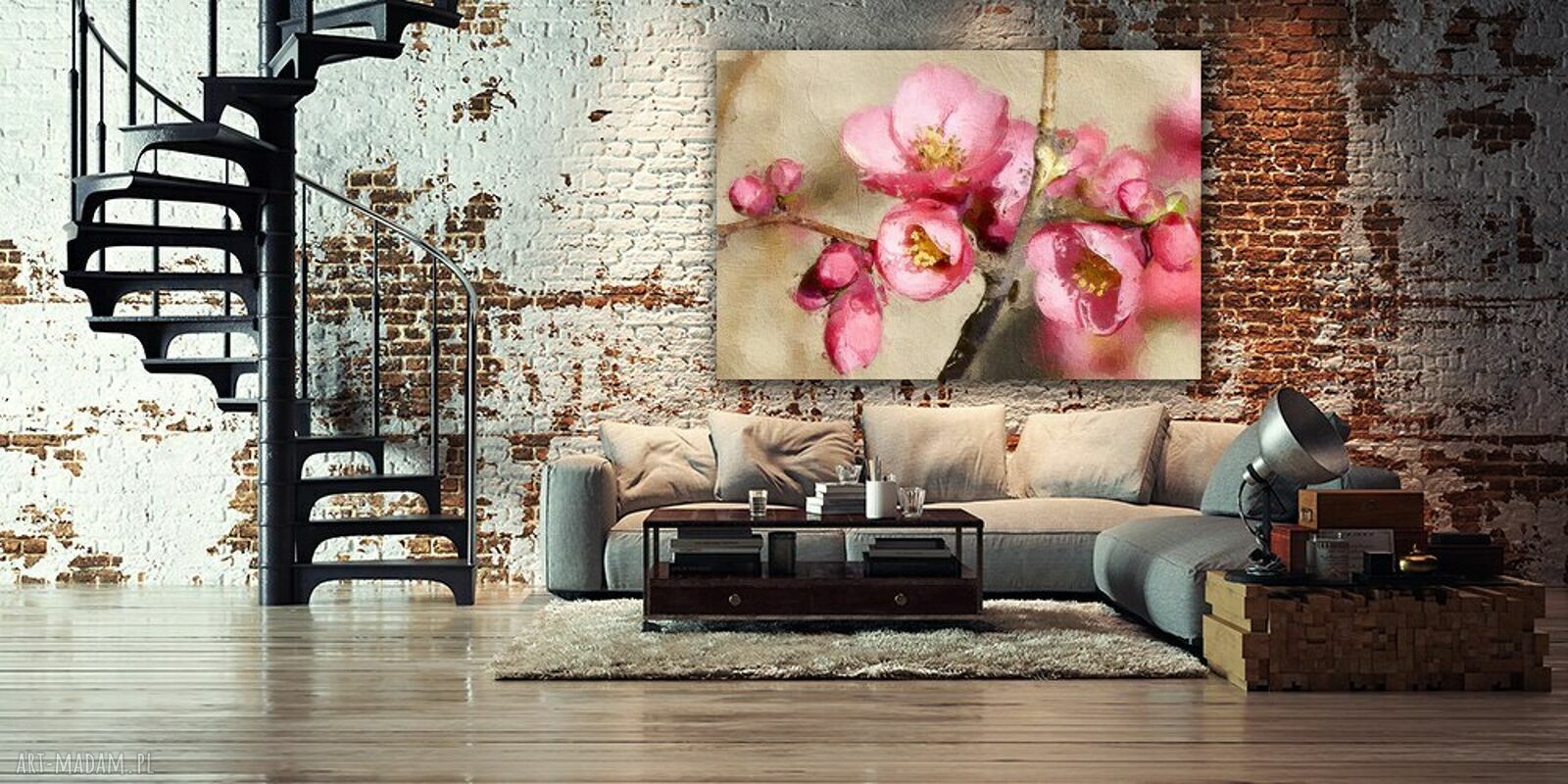 Różowe kwiaty na płótnie - obraz do sypialni 120x80 cm
