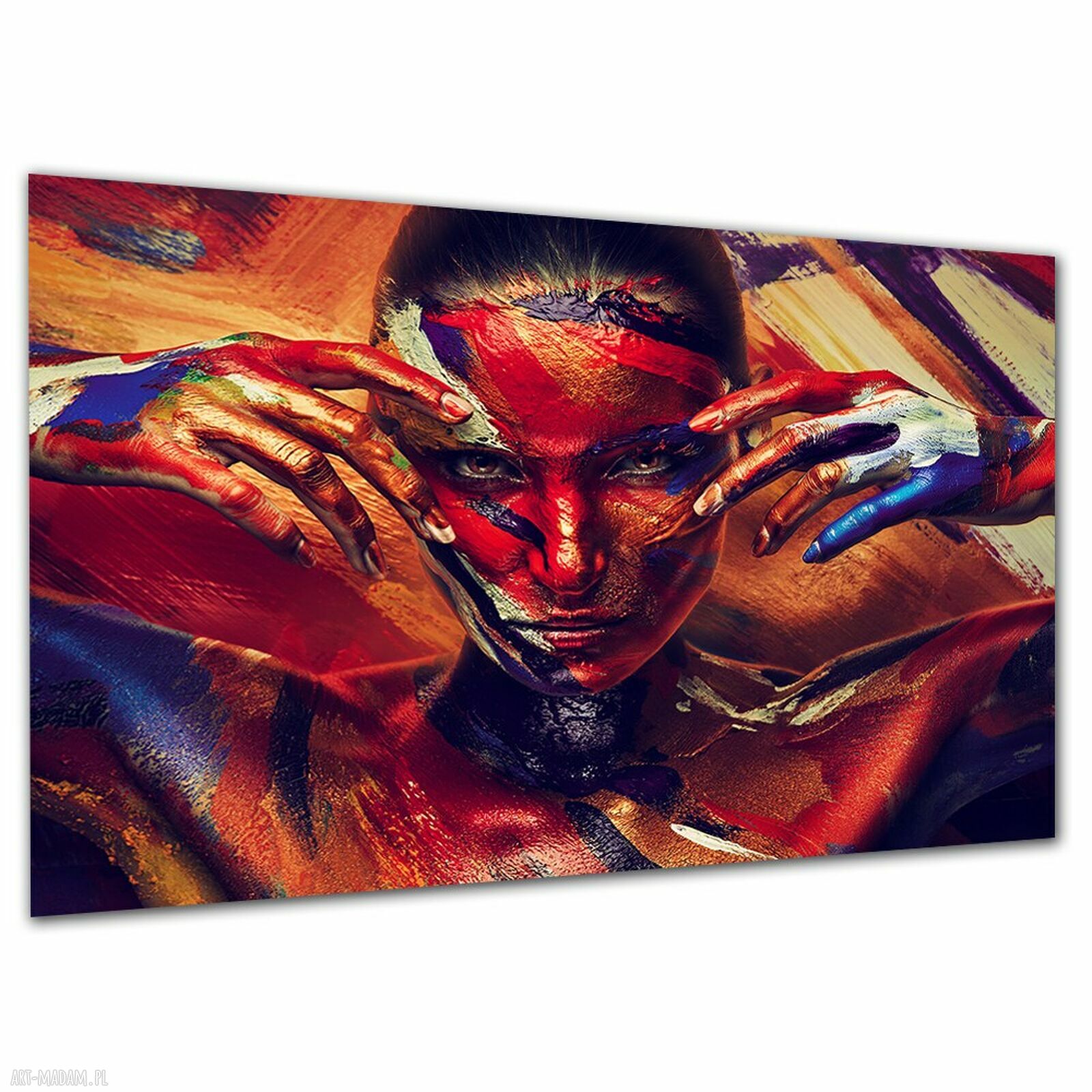 Kolorowy obraz na płótnie z kobiecym portretem pop art 120x80 cm