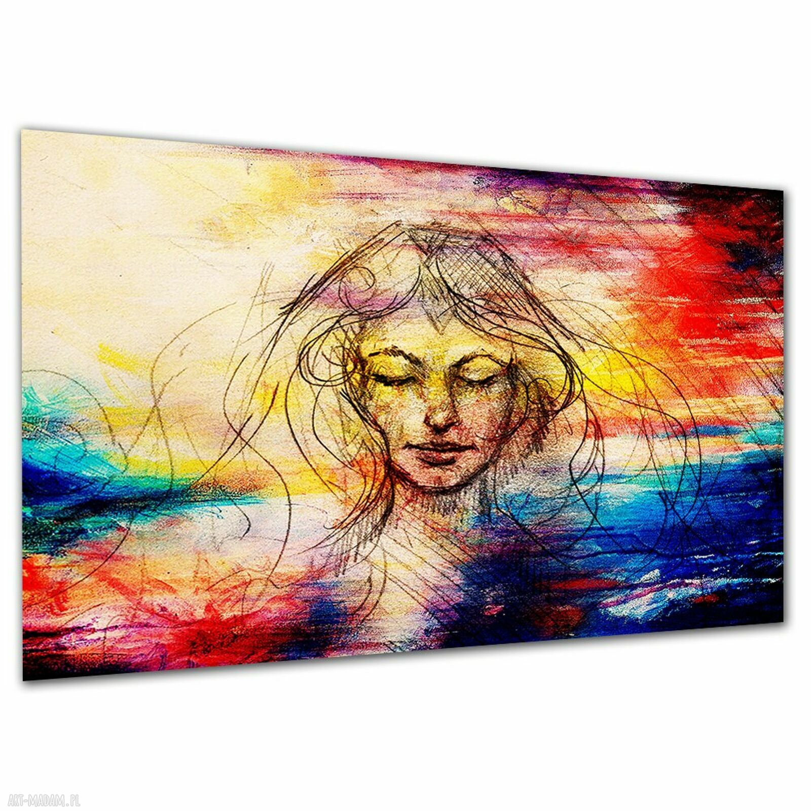 Kolorowy obraz na płótnie z portretem kobiety 120x80 cm