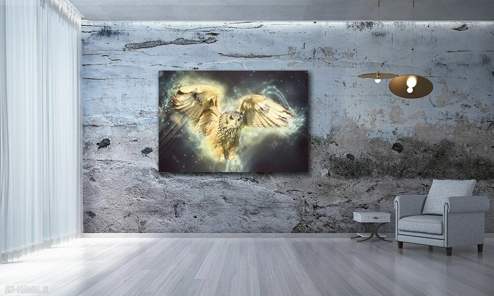Obraz do sypialni na płótnie - sowa w locie 120x80 cm