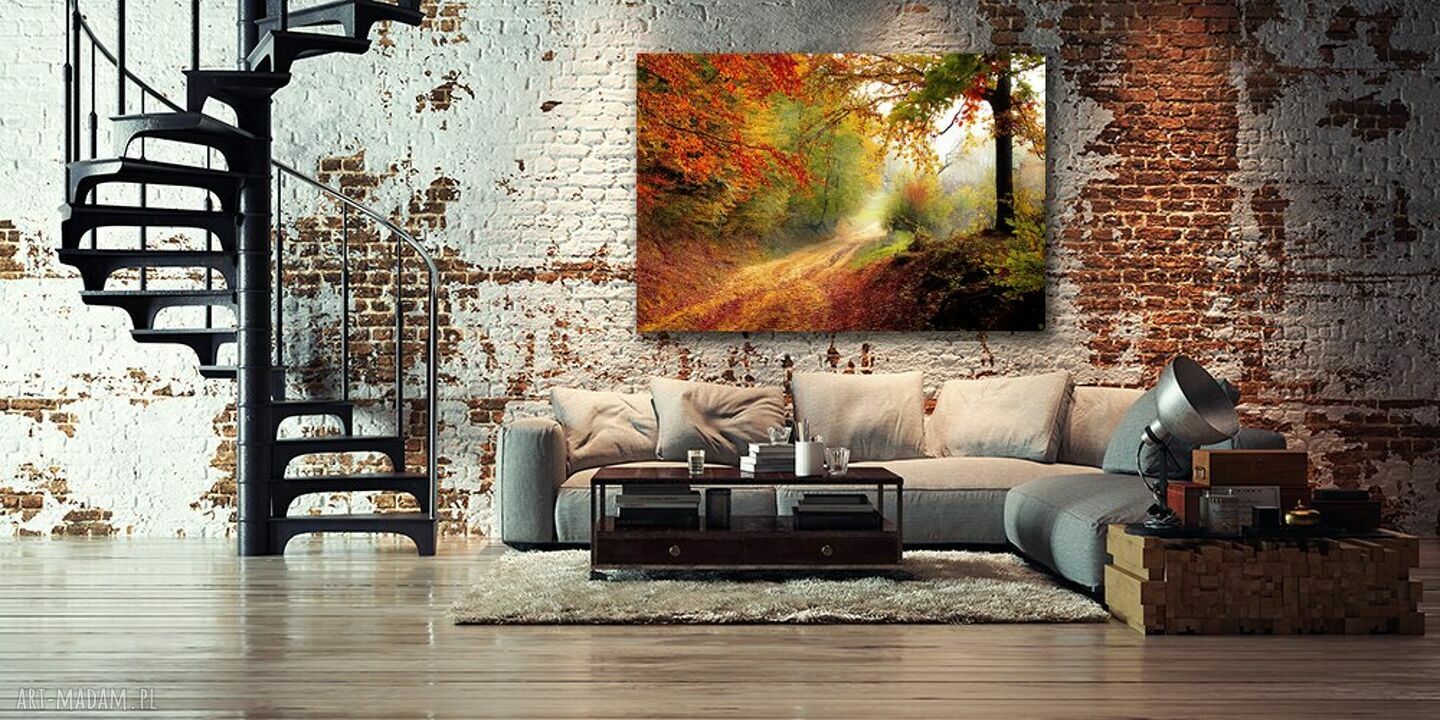 Obraz do sypialni Las L5 120x80 cm - jesienny pejzaż na płótnie