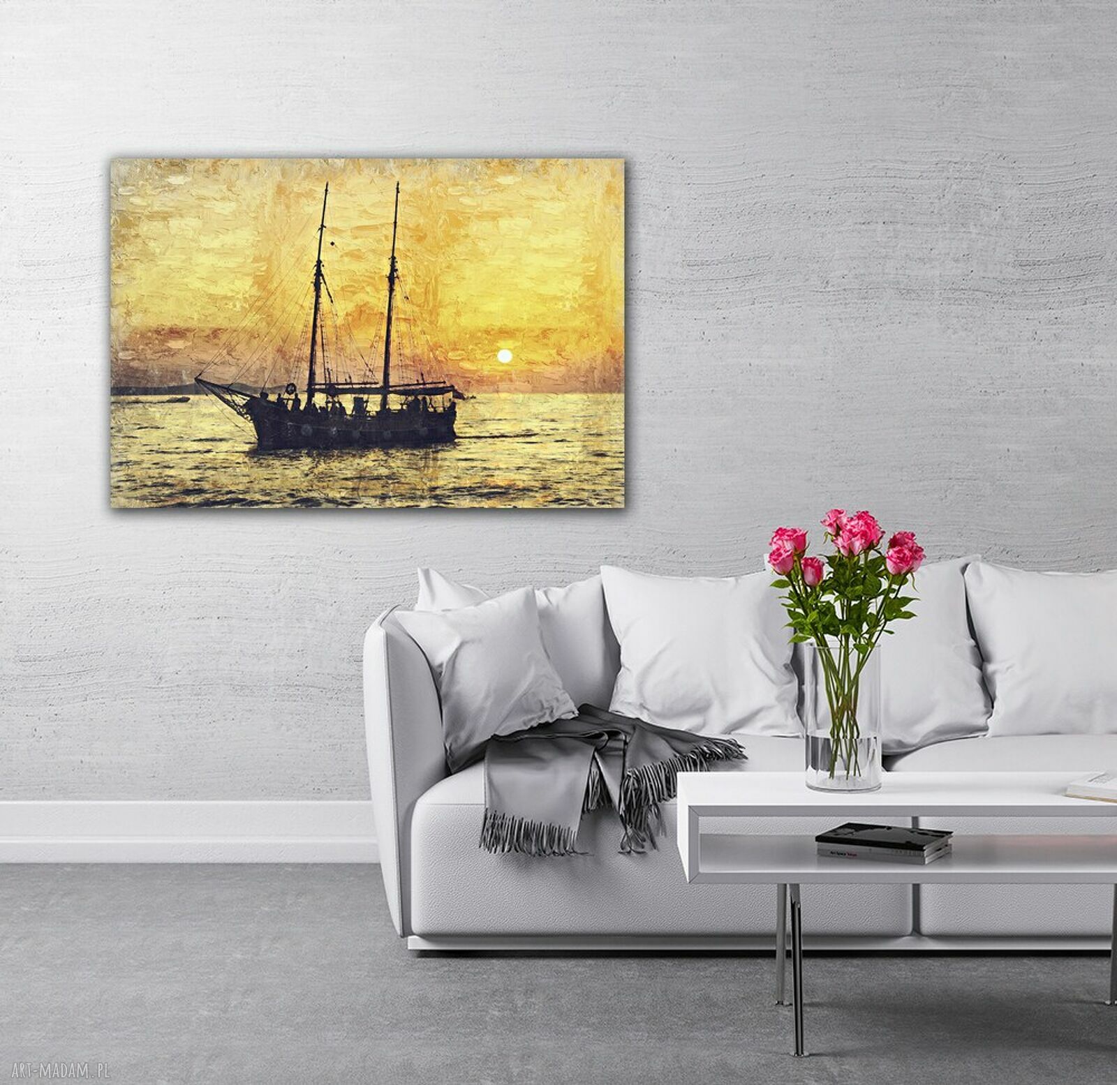 Obraz na płótnie Statek 2 - żaglowiec na morzu 120x80 cm