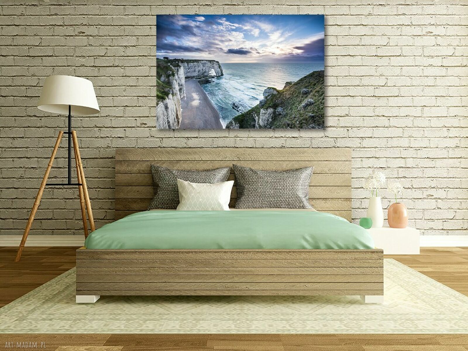 Obraz na płótnie z klifami Etretat i widokiem na ocean 120x80 cm