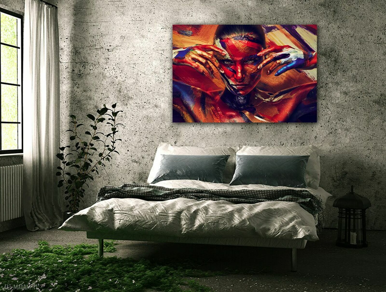 Kolorowy obraz na płótnie z kobiecym portretem pop art 120x80 cm