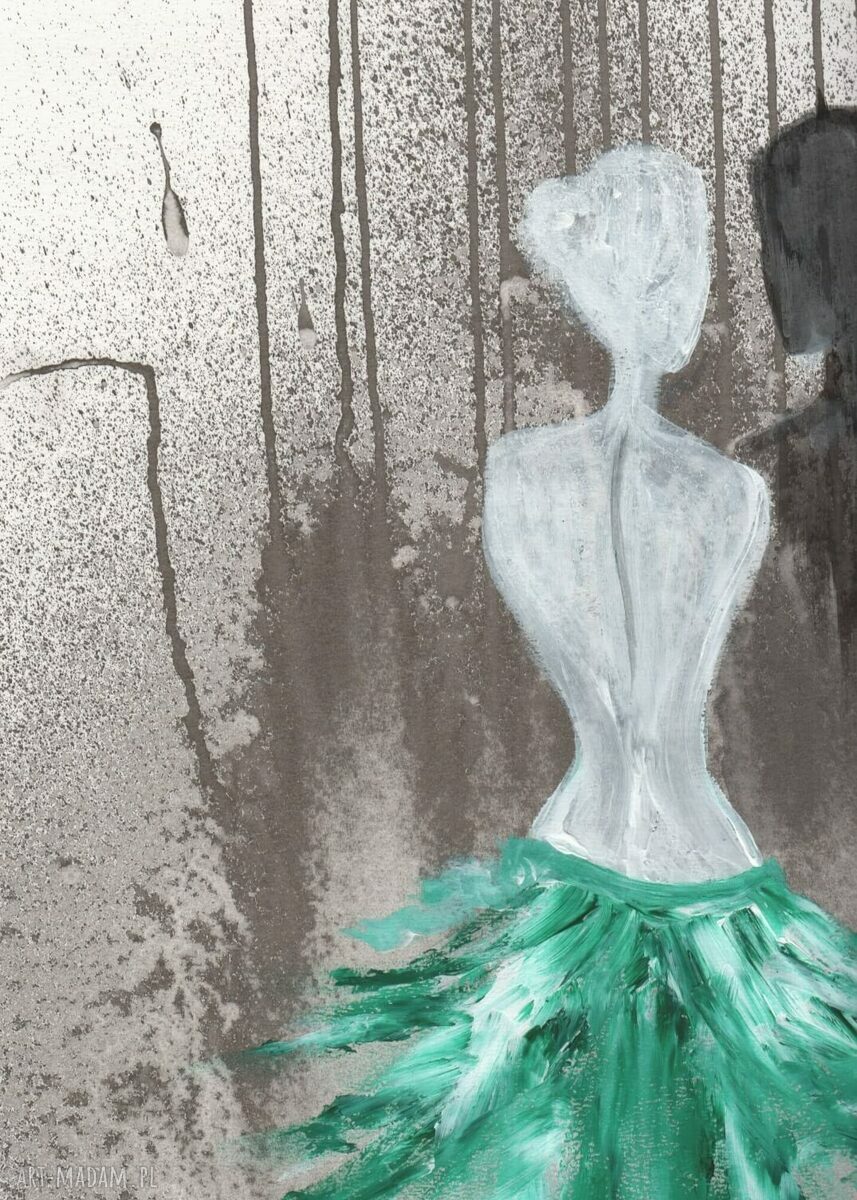 Obraz ręcznie malowany 50 x 70 cm do salonu nowoczesna abstrakcja turkus i czerń