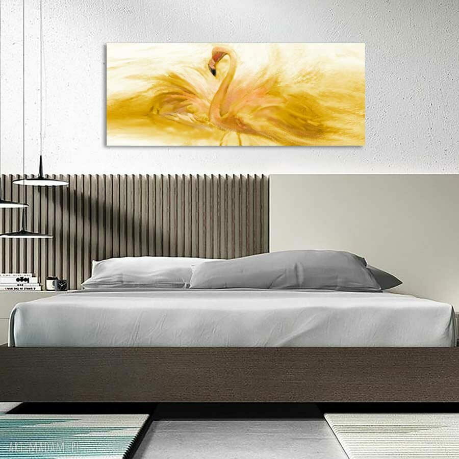 Obraz do sypialni Flaming akwarela złoty 140x60 - glamour na płótnie