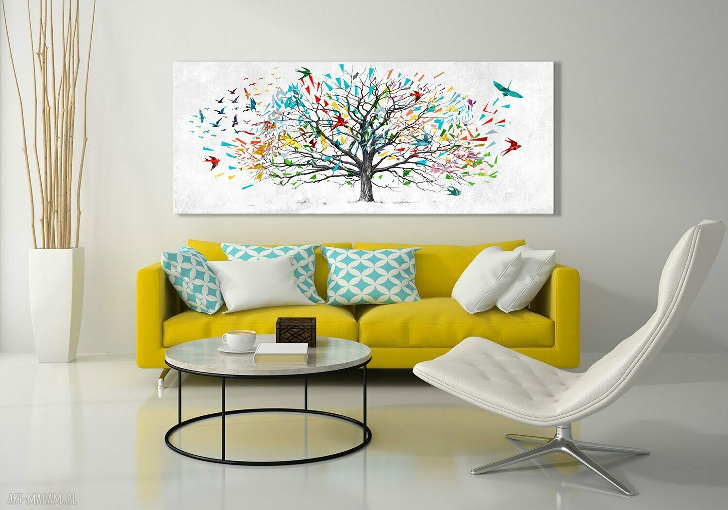 Abstrakcyjne drzewo na płótnie 147x60 cm - Świat z papieru