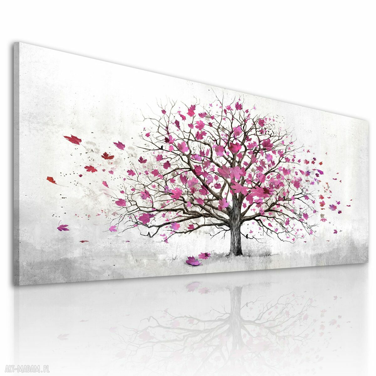 Abstrakcyjne drzewo w róży - obraz drukowany na płótnie 147x60 cm