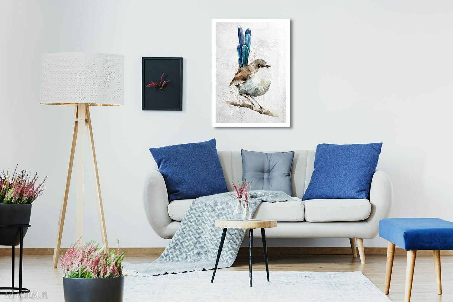 Obraz na płótnie AKWARELOWY BLUEBIRD 40x60 cm - gotowy do zawieszenia