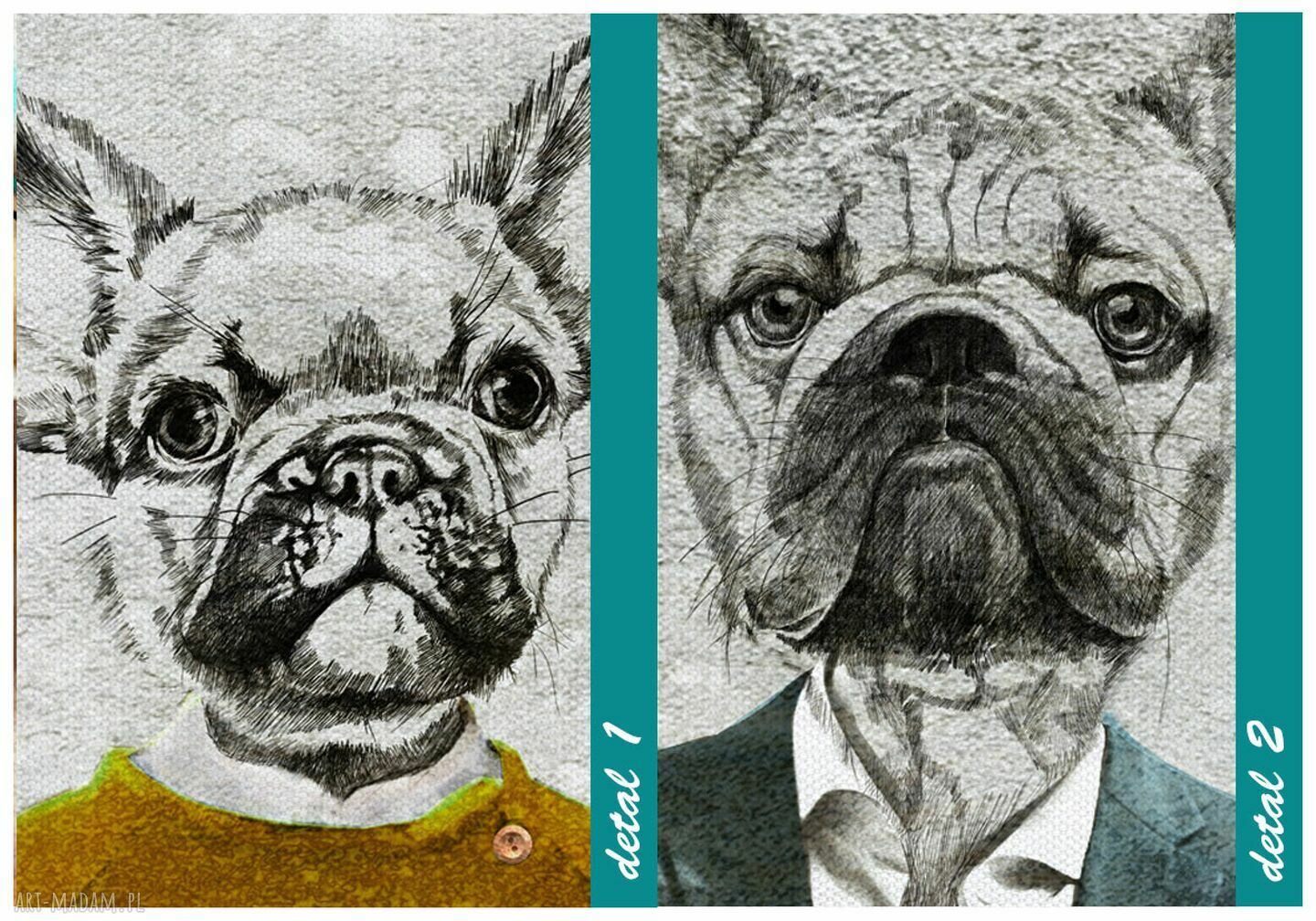 Obraz na płótnie Rodzina buldogów z synem 120x80 cm