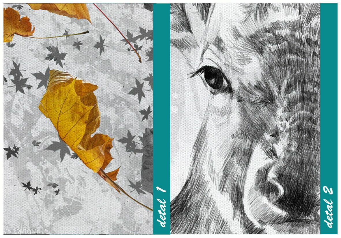 Obraz drukowany na płótnie z jeleniem - abstrakcyjny pejzaż 120x80 cm
