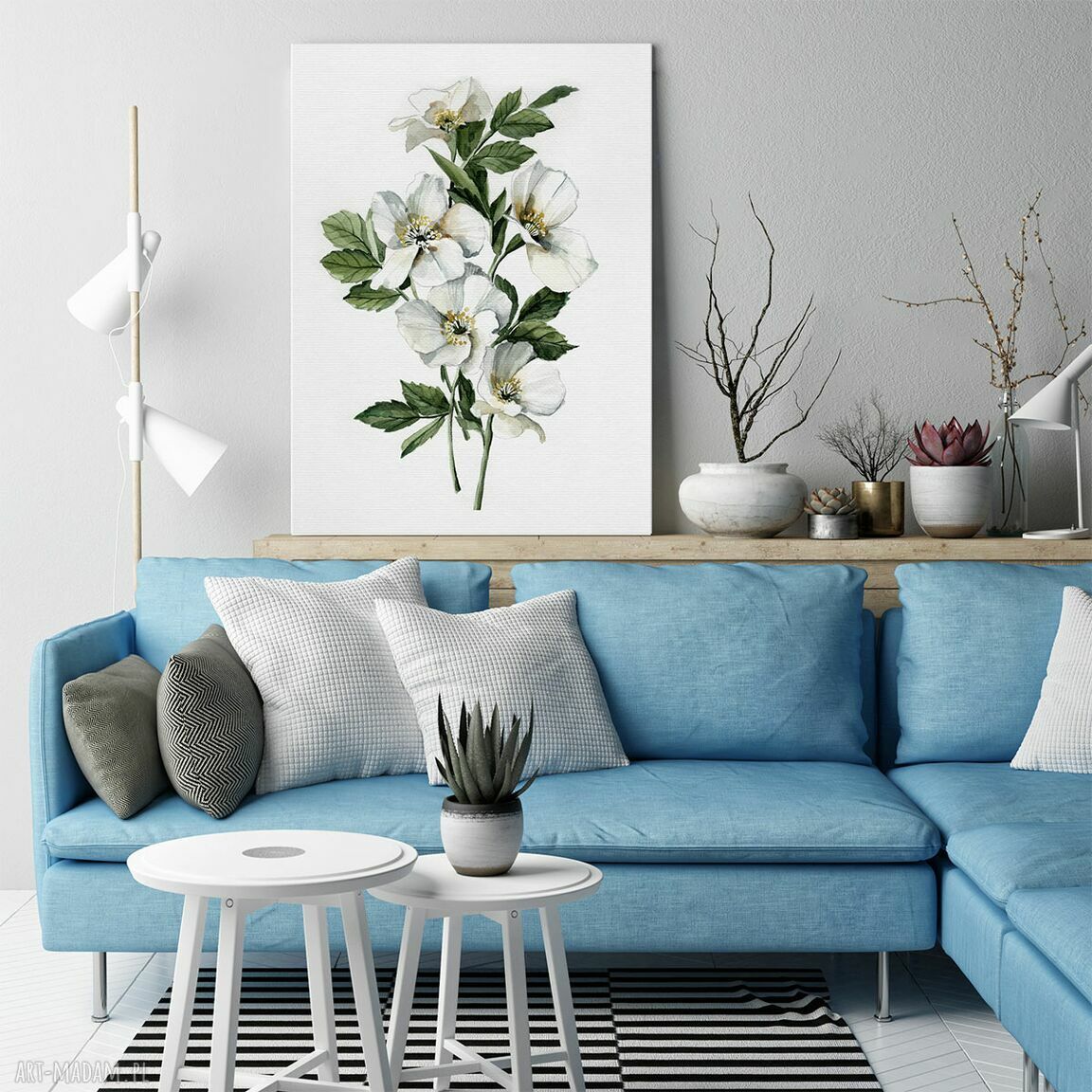 Obraz drukowany na płótnie BIAŁE KWIATY 50x70 cm 03155 - gotowy do powieszenia