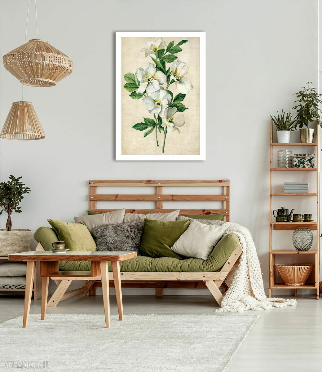 Białe Kwiaty - nowoczesny obraz drukowany na płótnie 70x100 cm, gotowy do zawieszenia