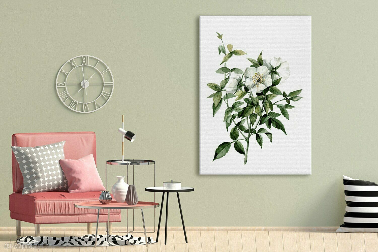 Obraz na płótnie z białymi kwiatami 50x70 cm w stylu boho