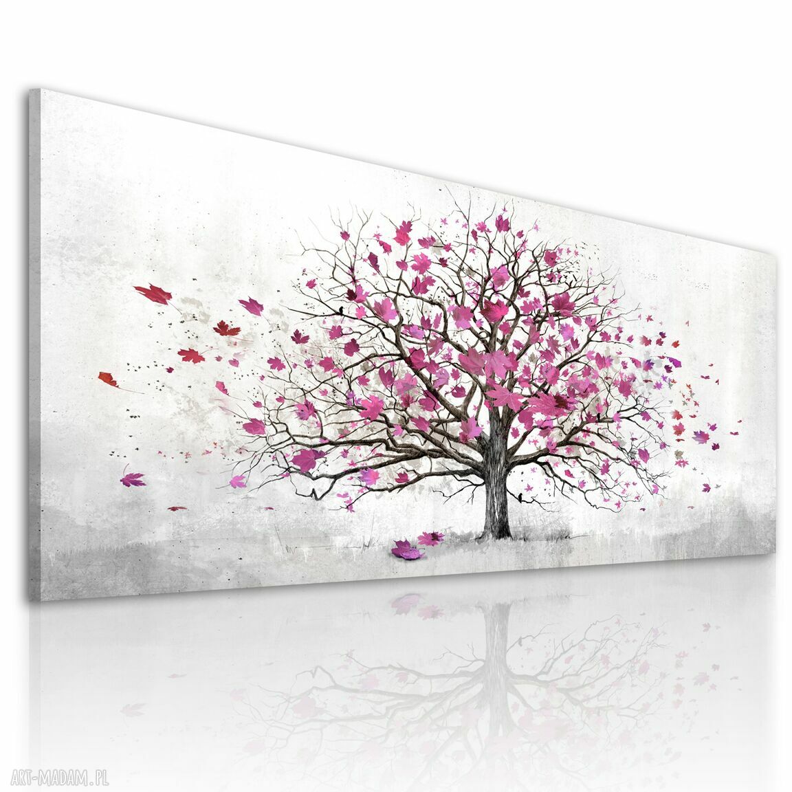 Abstrakcyjne drzewo w róży - obraz drukowany na płótnie 147x60 cm