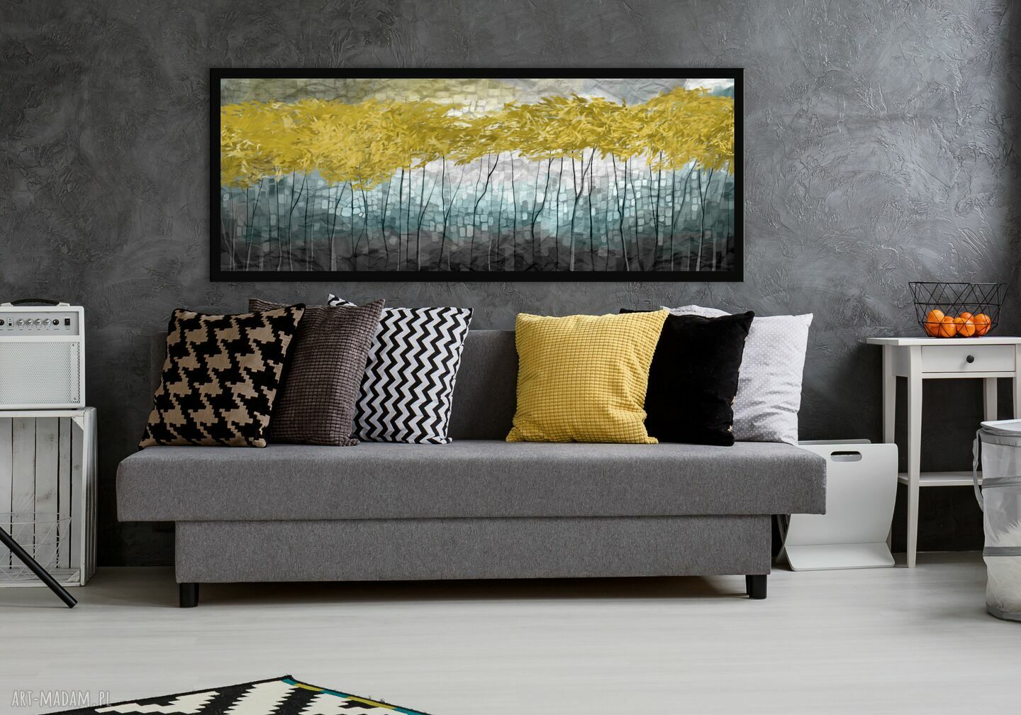Nowoczesny obraz na płótnie - abstrakcyjne złote drzewa w jesiennej aurze 02383 (147x60 cm)