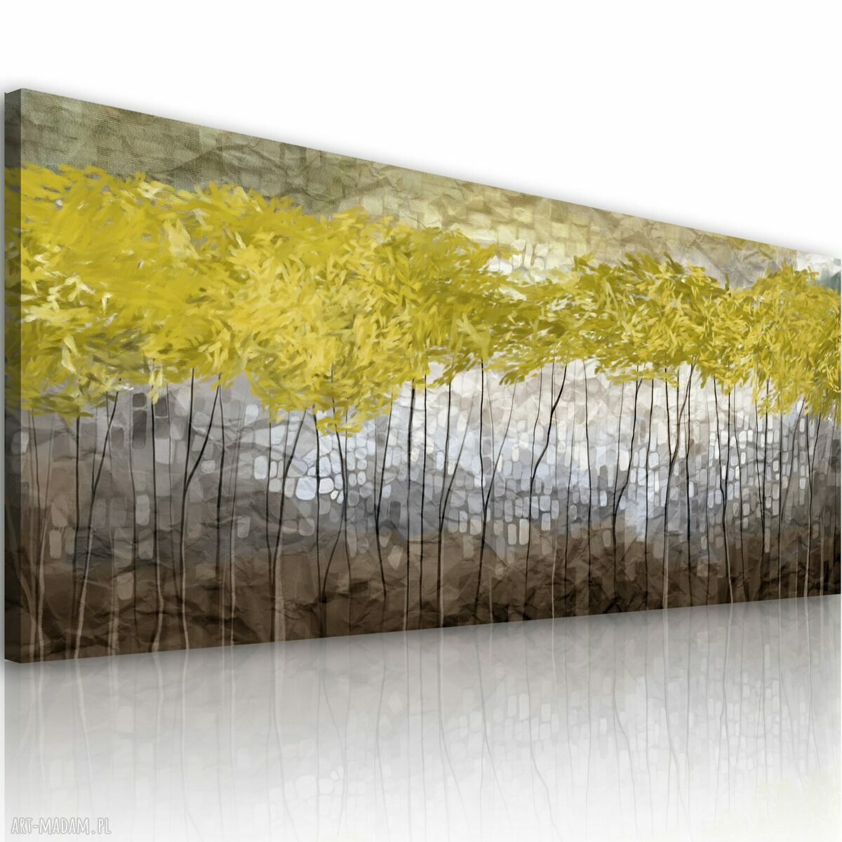 Pejzaż z drzewami w brązach - obraz 147x60 cm na płótnie