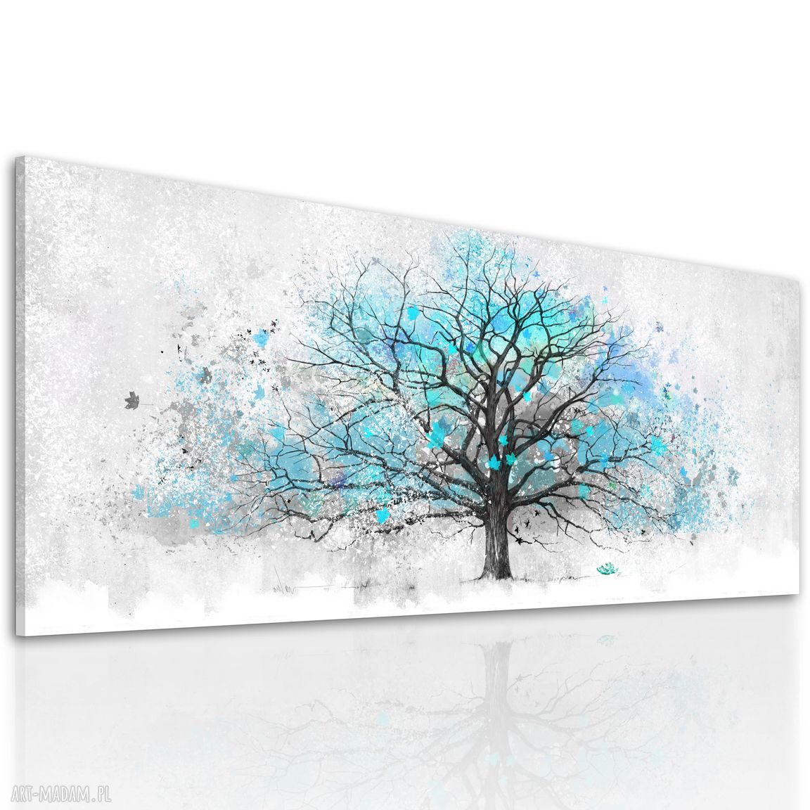 Nowoczesny obraz na płótnie z niebieskim drzewem 150x60 cm