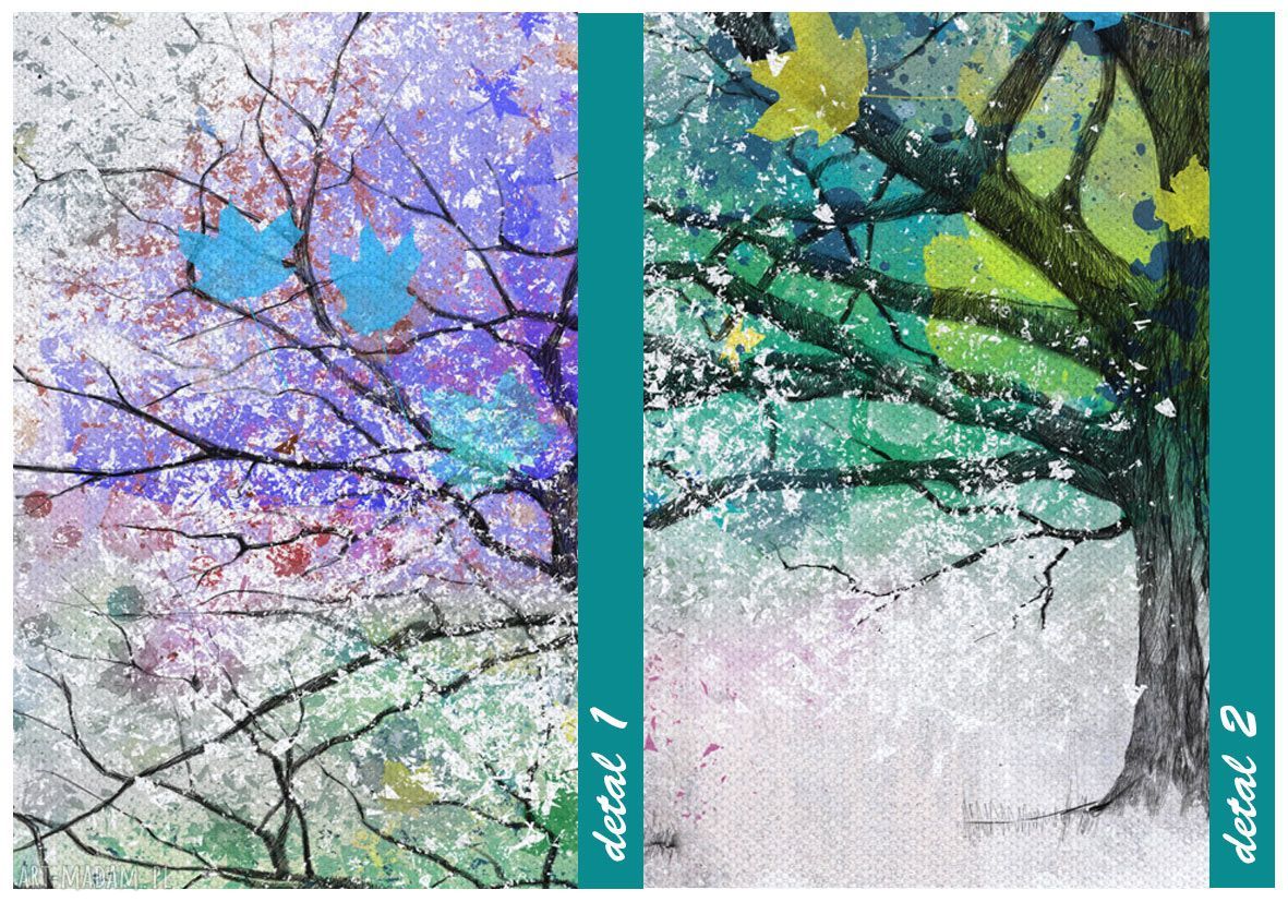 Kolorowy abstrakcyjny obraz z drzewem na płótnie 147x60 cm - gotowy do powieszenia