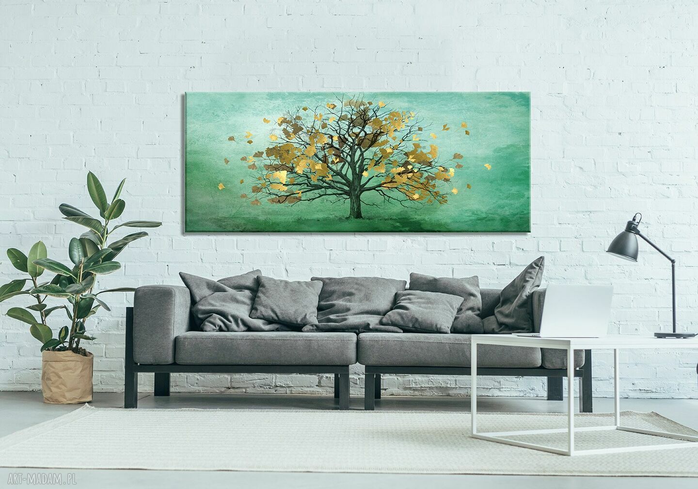 Obraz na płótnie Drzewo w Turkusach 147x60 cm