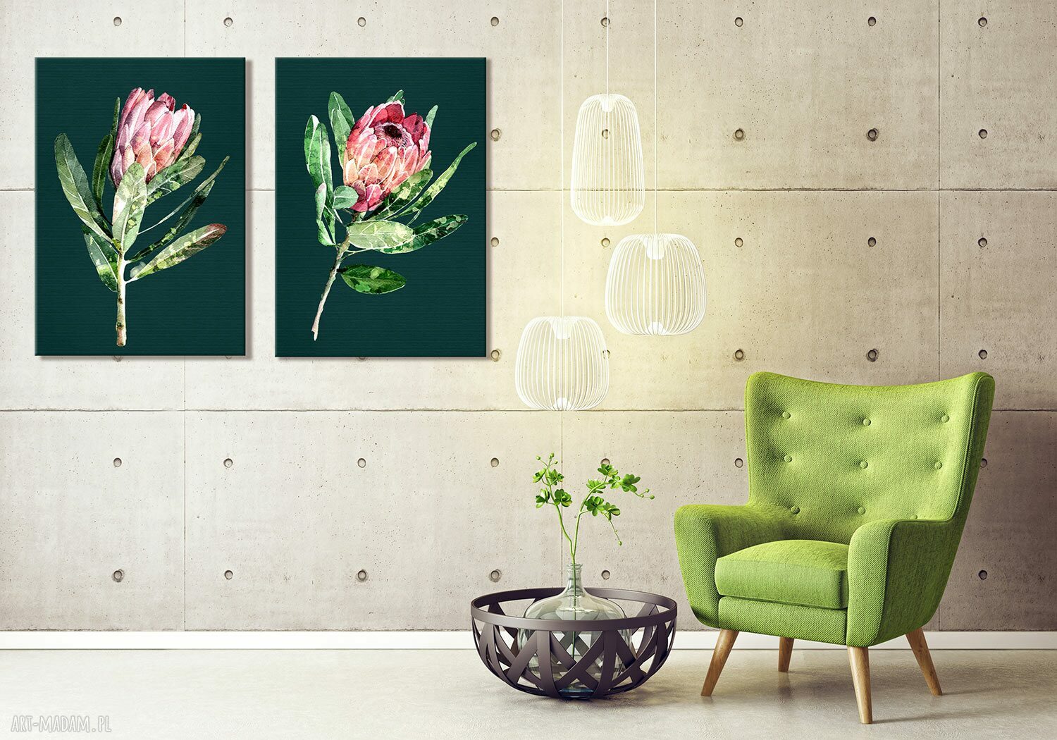 Dyptyk z peoniami - obraz drukowany na płótnie 2 części 50x70 cm