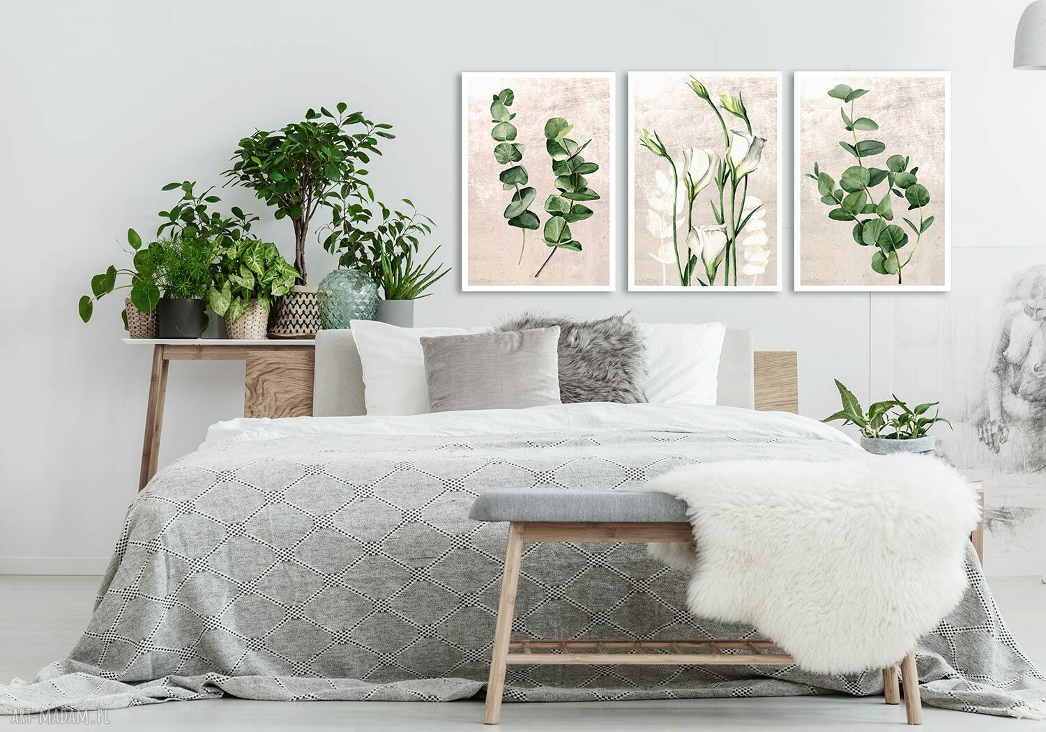 Tryptyk z eukaliptusem na płótnie 3x50x70 cm (łącznie 150x70 cm)