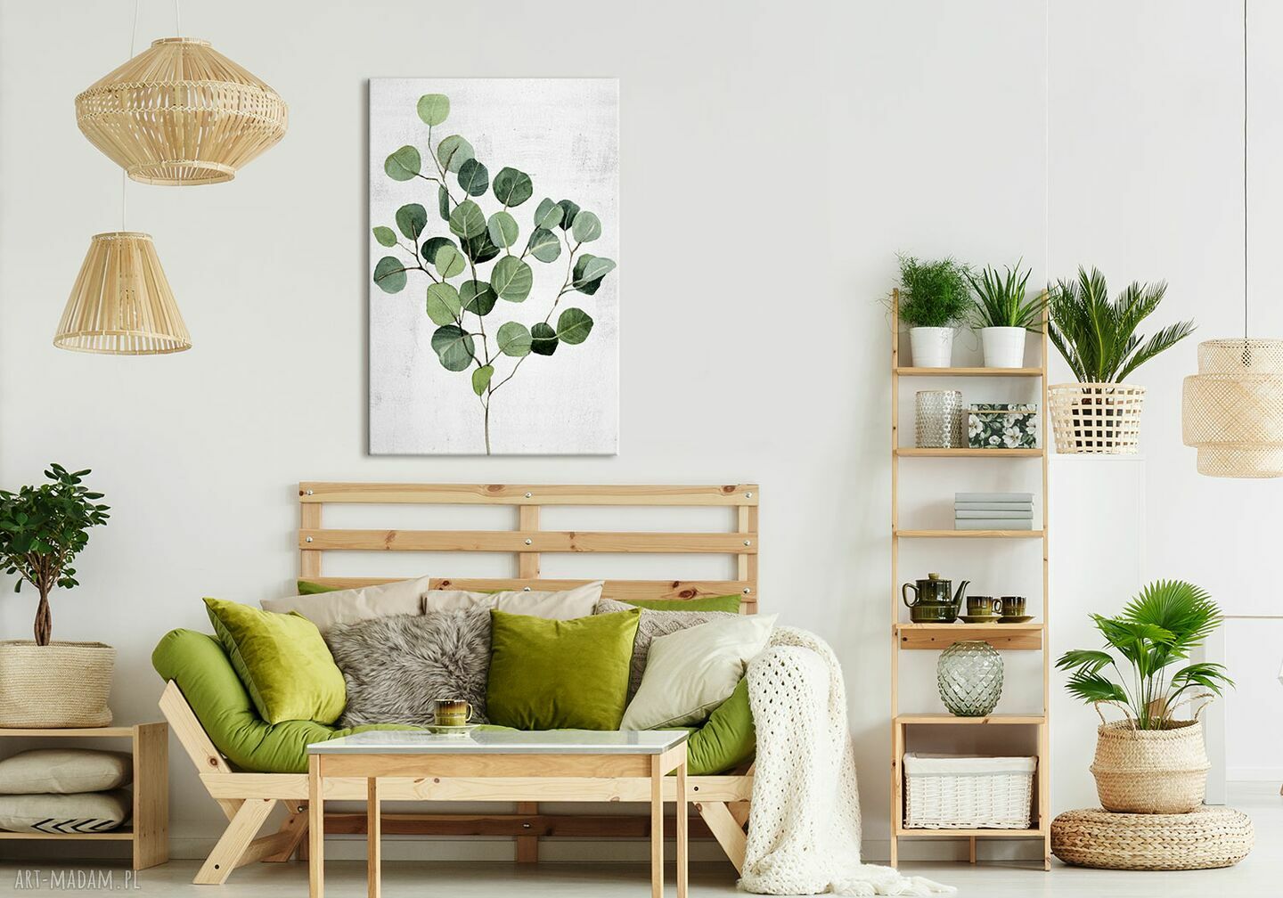 Obraz drukowany na płótnie Akwarelowa roślina eukaliptus 70x100 cm