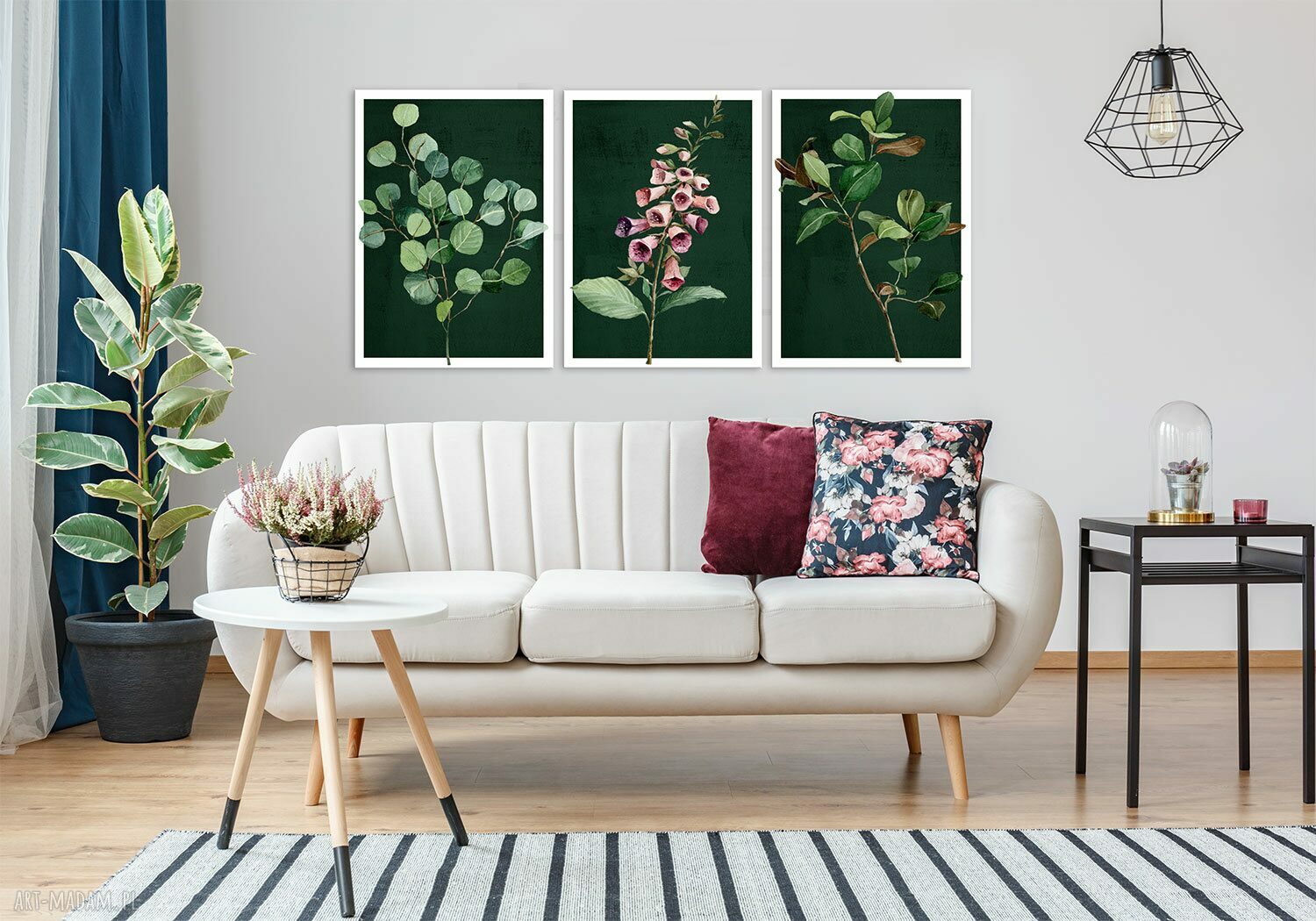Obraz na płótnie ROŚLINKI - tryptyk 3 części 50x70 cm (łącznie 150x70 cm)
