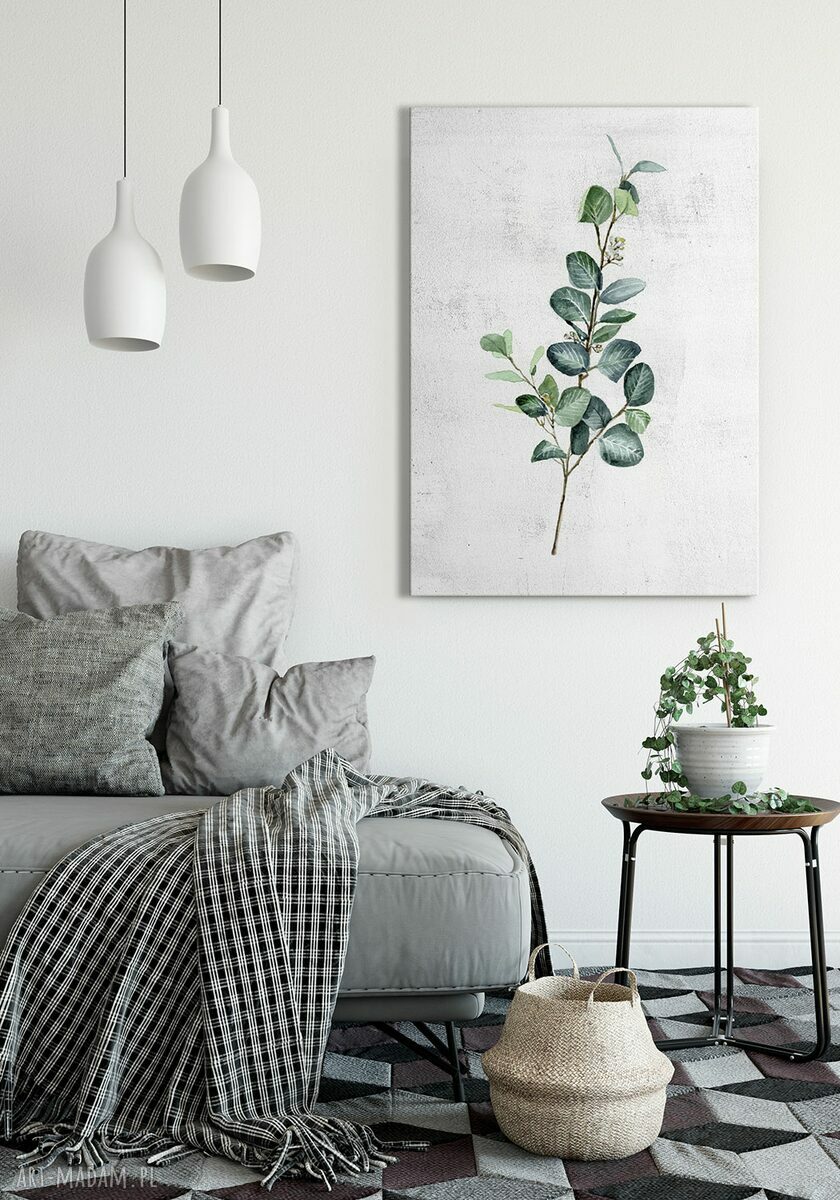 Obraz na płótnie - akwarelowa roślina eukaliptus 40x60 cm