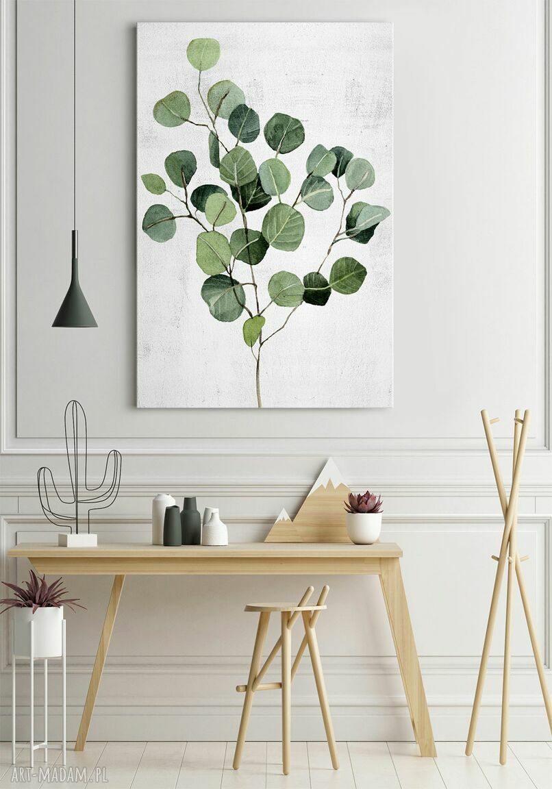 Obraz drukowany na płótnie Akwarelowa roślina eukaliptus 70x100 cm
