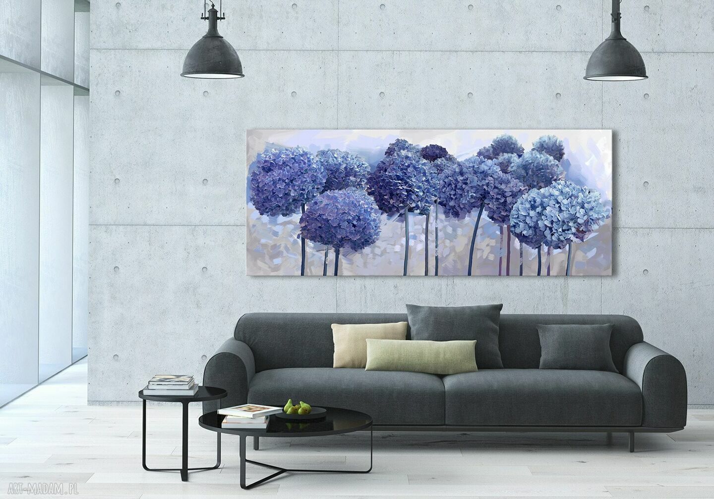 Hortensje na płótnie 147x60 cm - obraz gotowy do powieszenia