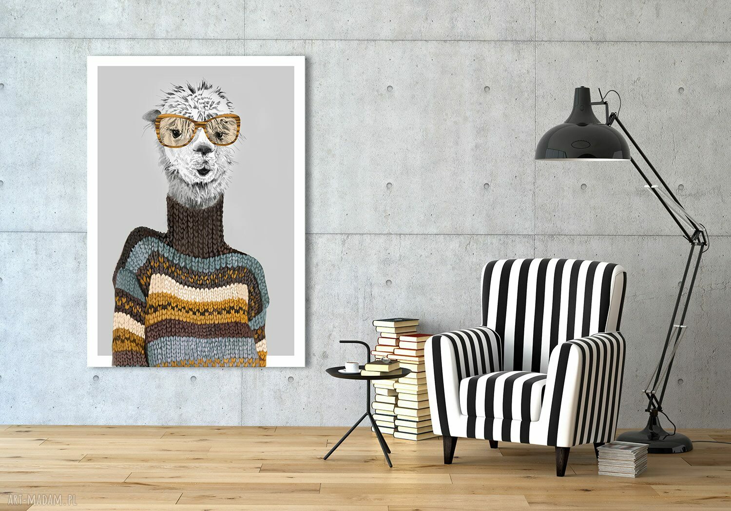 Obraz drukowany na płótnie Alpaka Wandzia 70x100 cm - prezent do zawieszenia