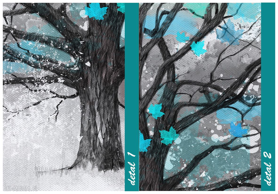 Nowoczesny obraz na płótnie z niebieskim drzewem 150x60 cm