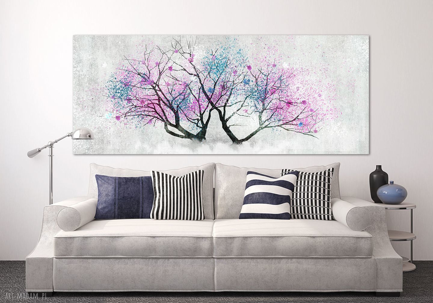 Kwitnące drzewo jabłoni - obraz drukowany na płótnie 147x60 cm