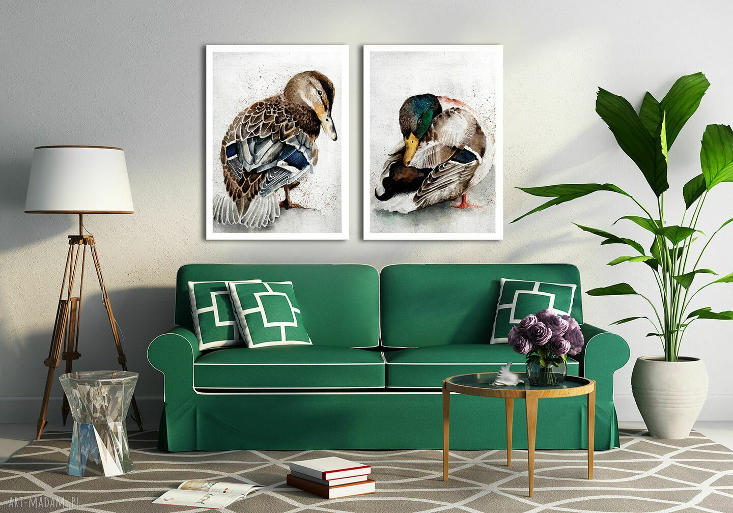 Dyptyk Kaczka i Kaczor - obraz na płótnie 2 części po 50x70 cm