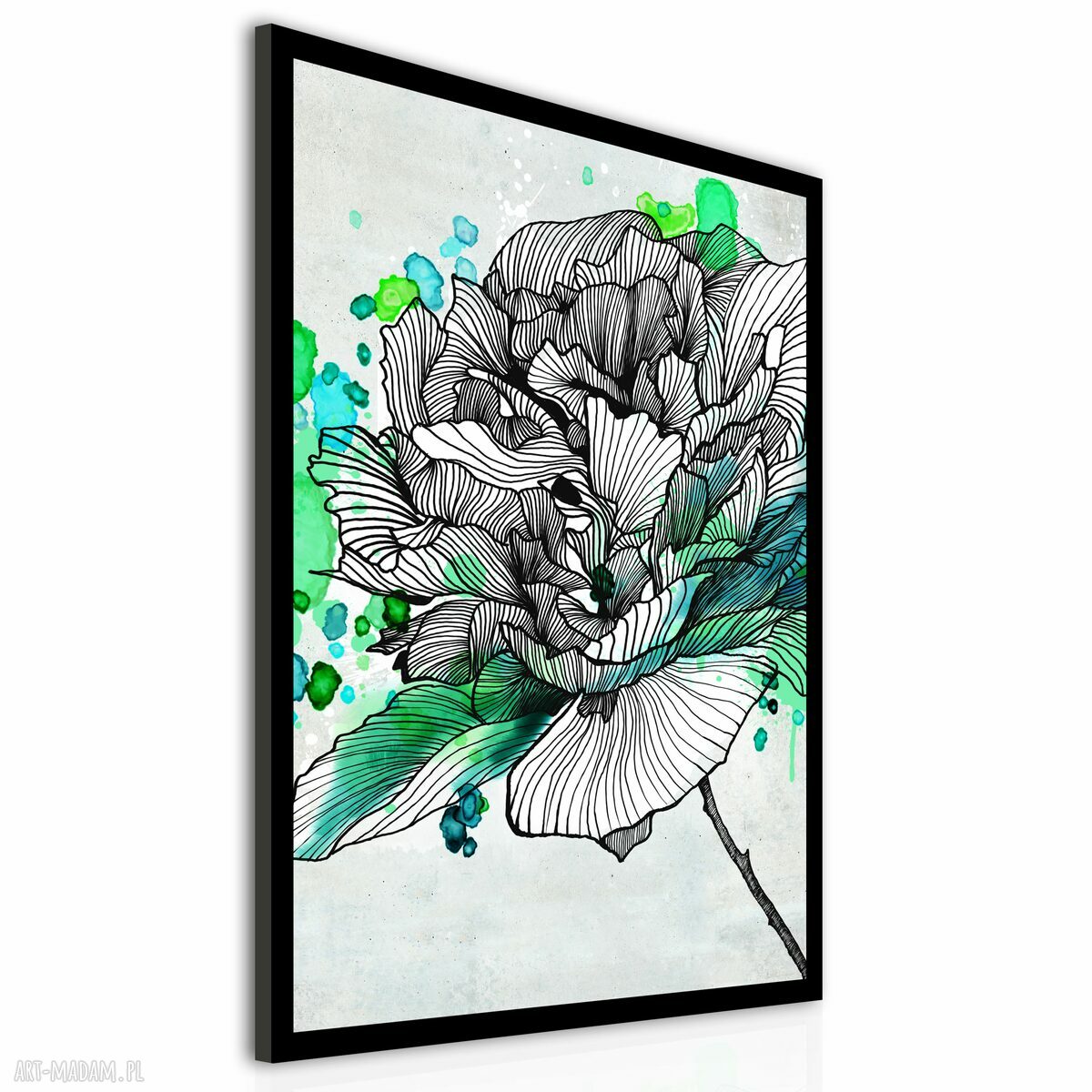 Obraz na płótnie z różą i rośliną 50x70 cm
