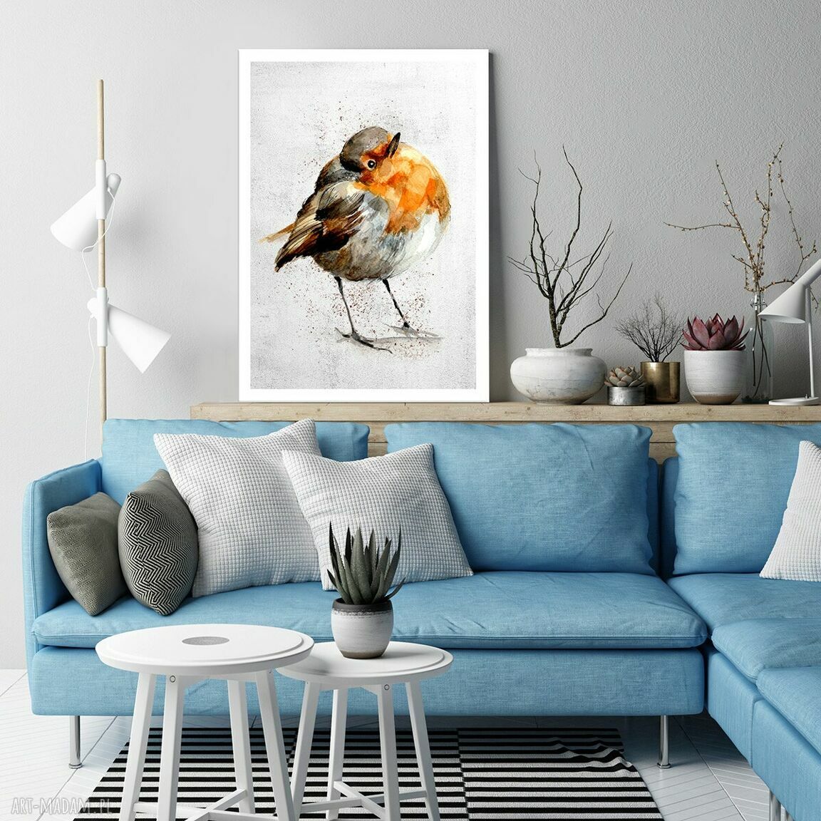 Obraz drukowany na płótnie Akwarelowy Rudzik 40x60 cm 02641