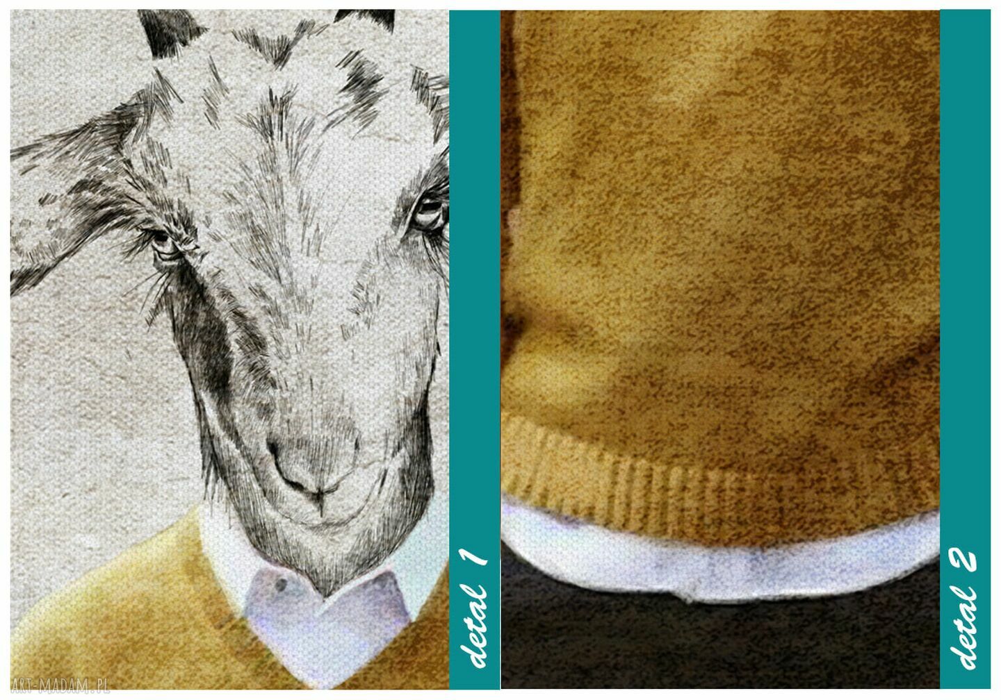 KOZIOŁEK STAŚ w stylu vintage - obraz na płótnie 80x120 cm